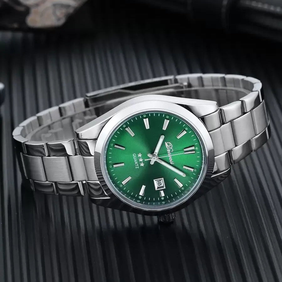 Reloj con fecha de puntero redonda