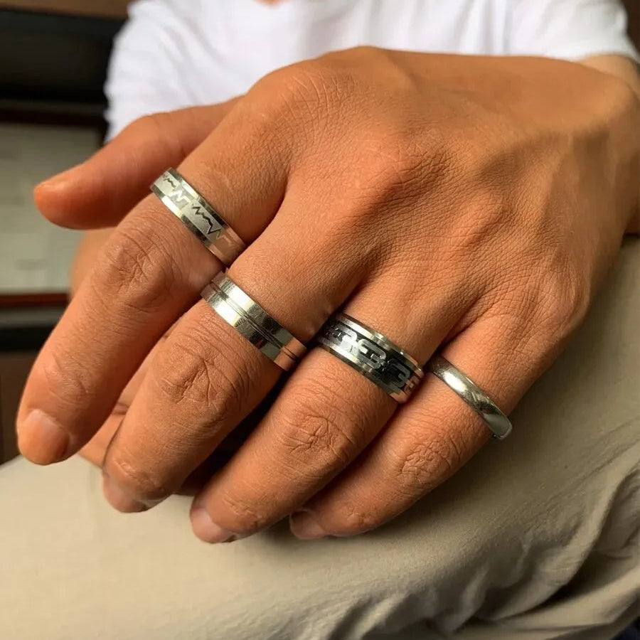 Juego de 4 anillos de acero inoxidable