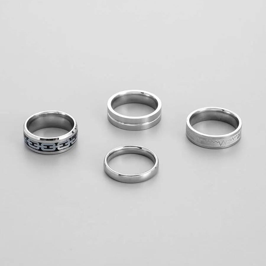 Juego de 4 anillos de acero inoxidable