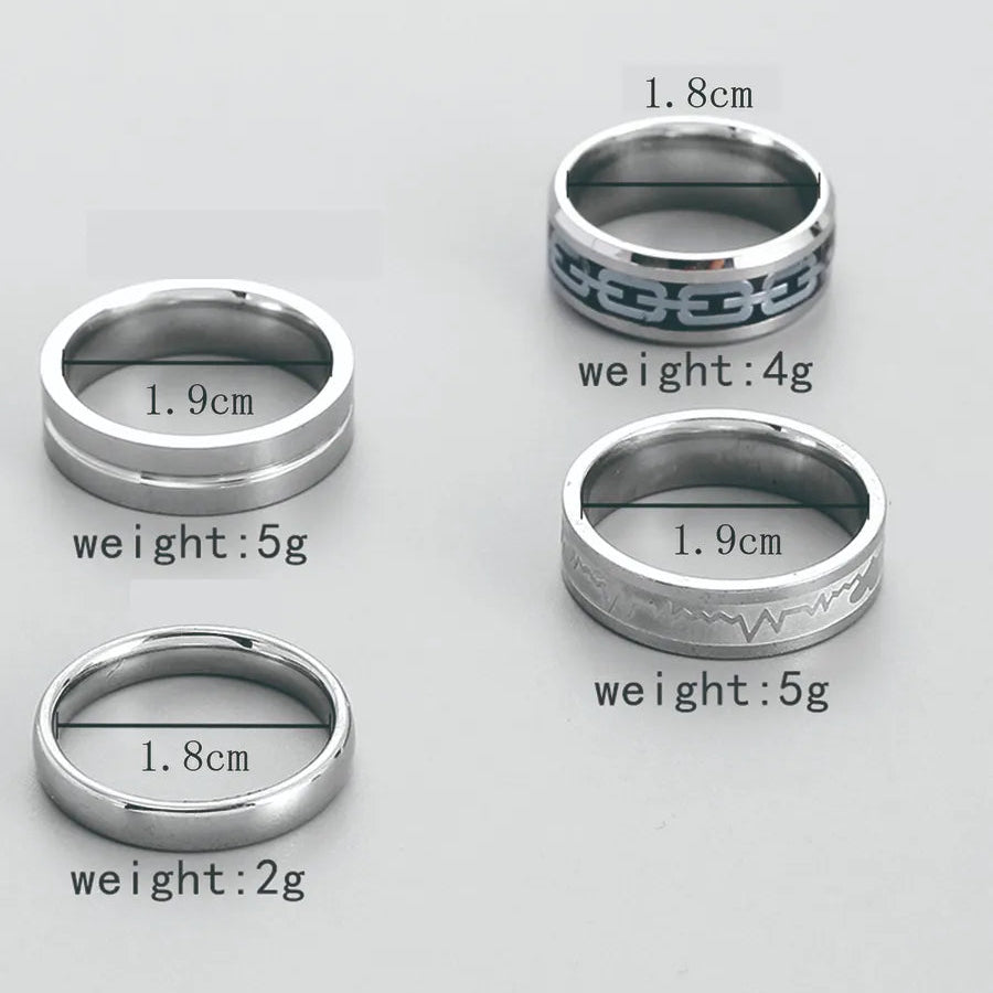Juego de 4 anillos de acero inoxidable
